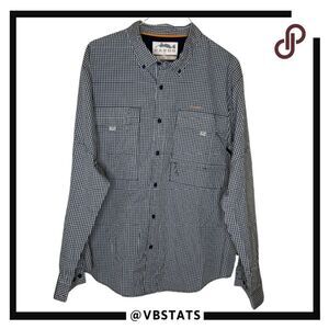 Dagon Rise Up Men's Plaid Fishing Button Down Shirt Blue White Size 2XL‎